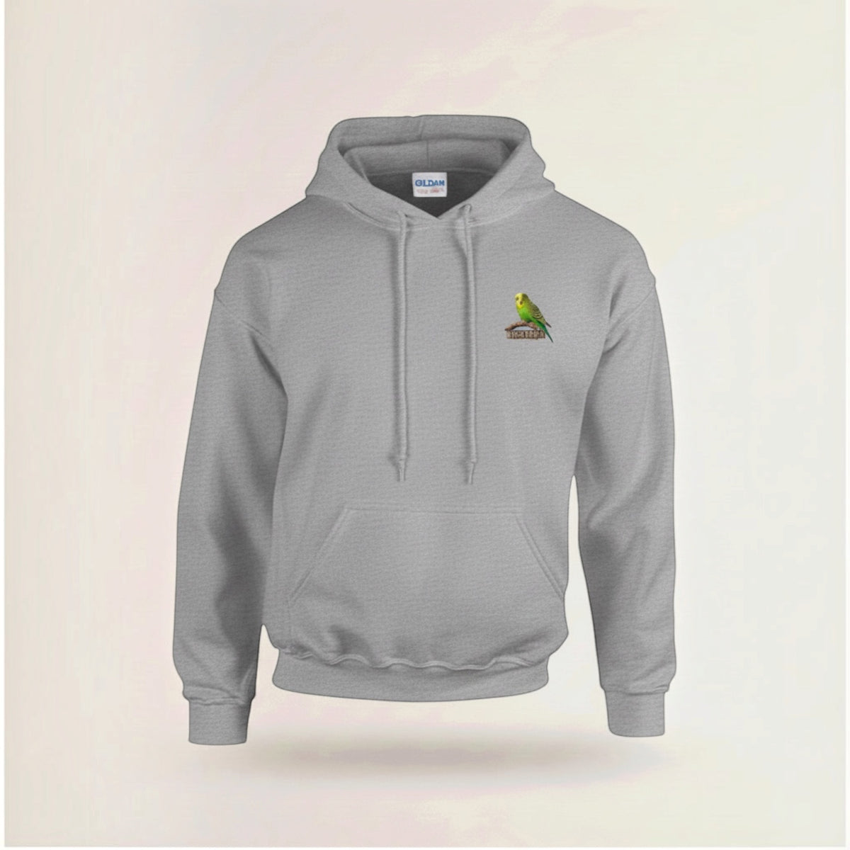 Green Budgie Emblem Hoodie – Minimal Chest Print