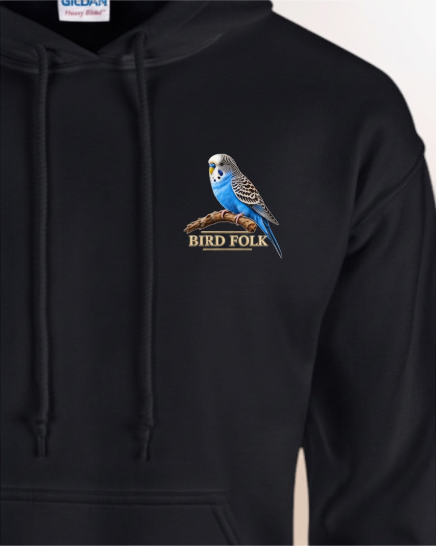Blue Budgie Emblem Hoodie – Minimal Chest Print