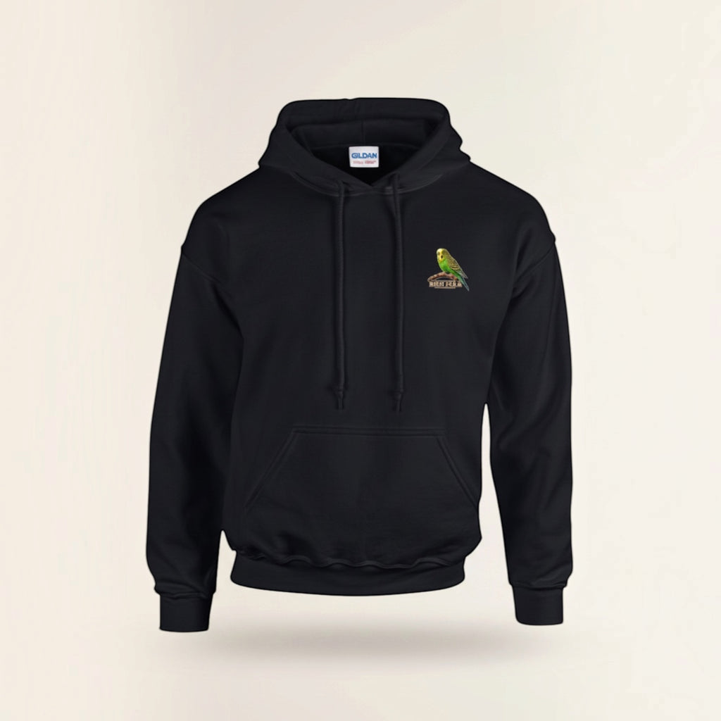 Green Budgie Emblem Hoodie – Minimal Chest Print