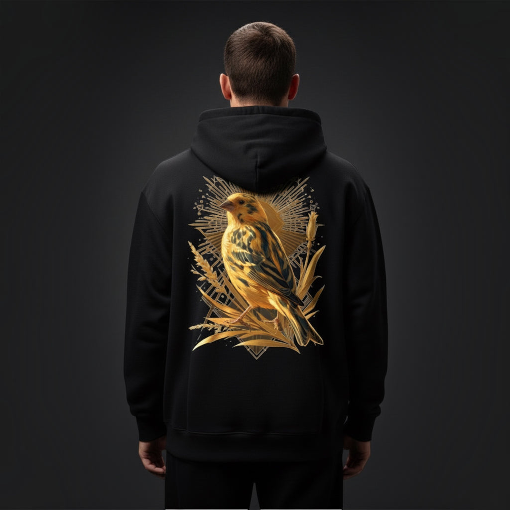 Golden Botanical Canary Hoodie – Premium Back Print