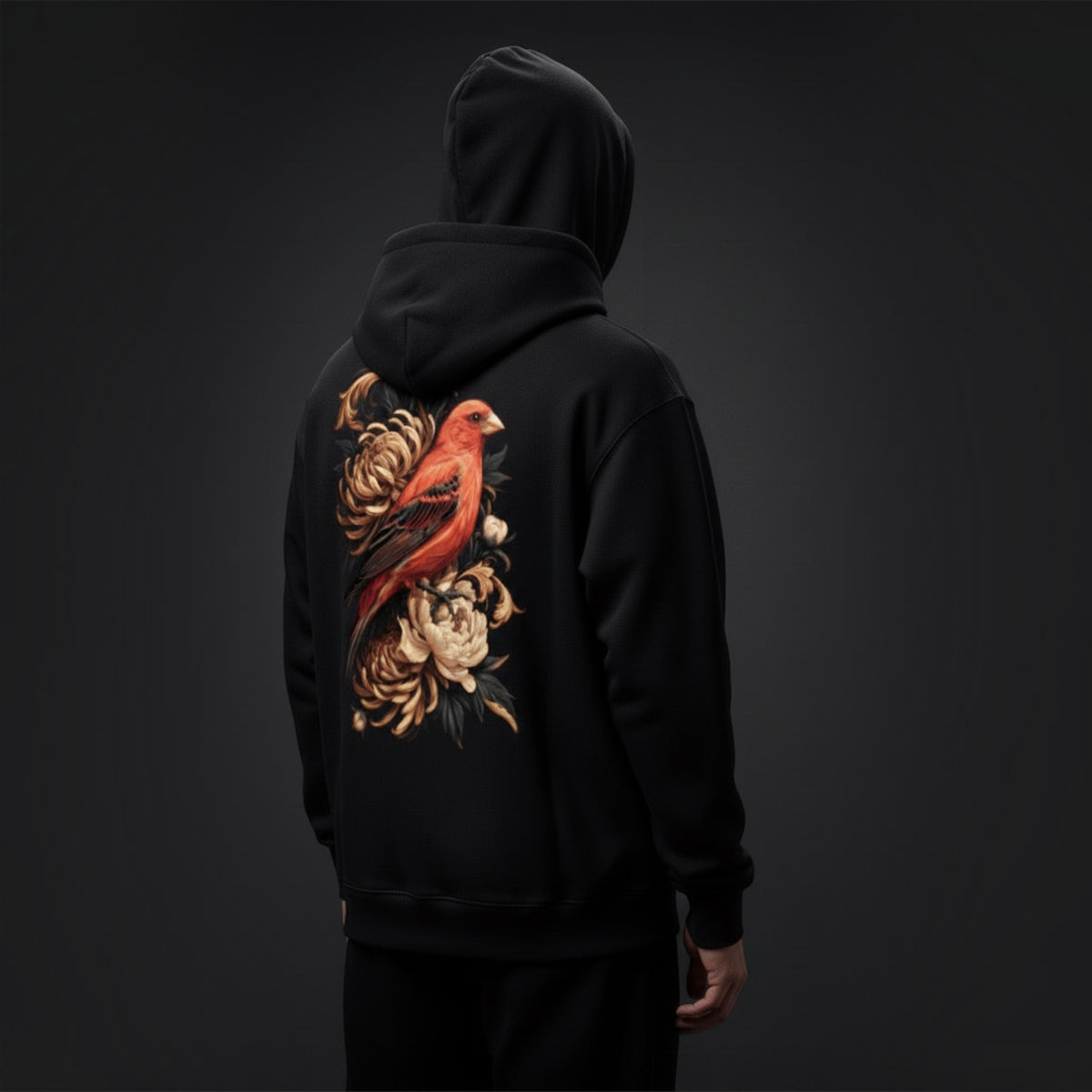 Japanese Red Canary Hoodie – Premium Back Print