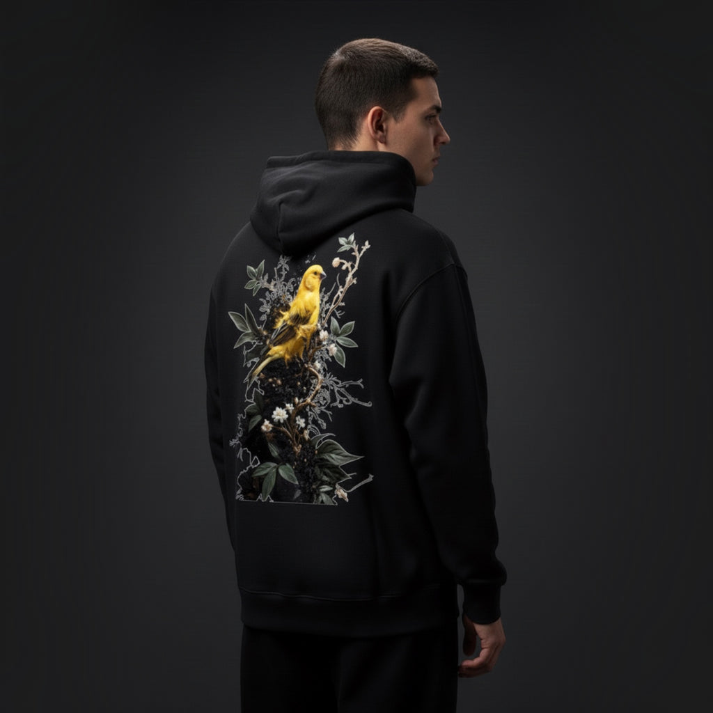 Midnight Flight Canary Hoodie – Premium Back Print