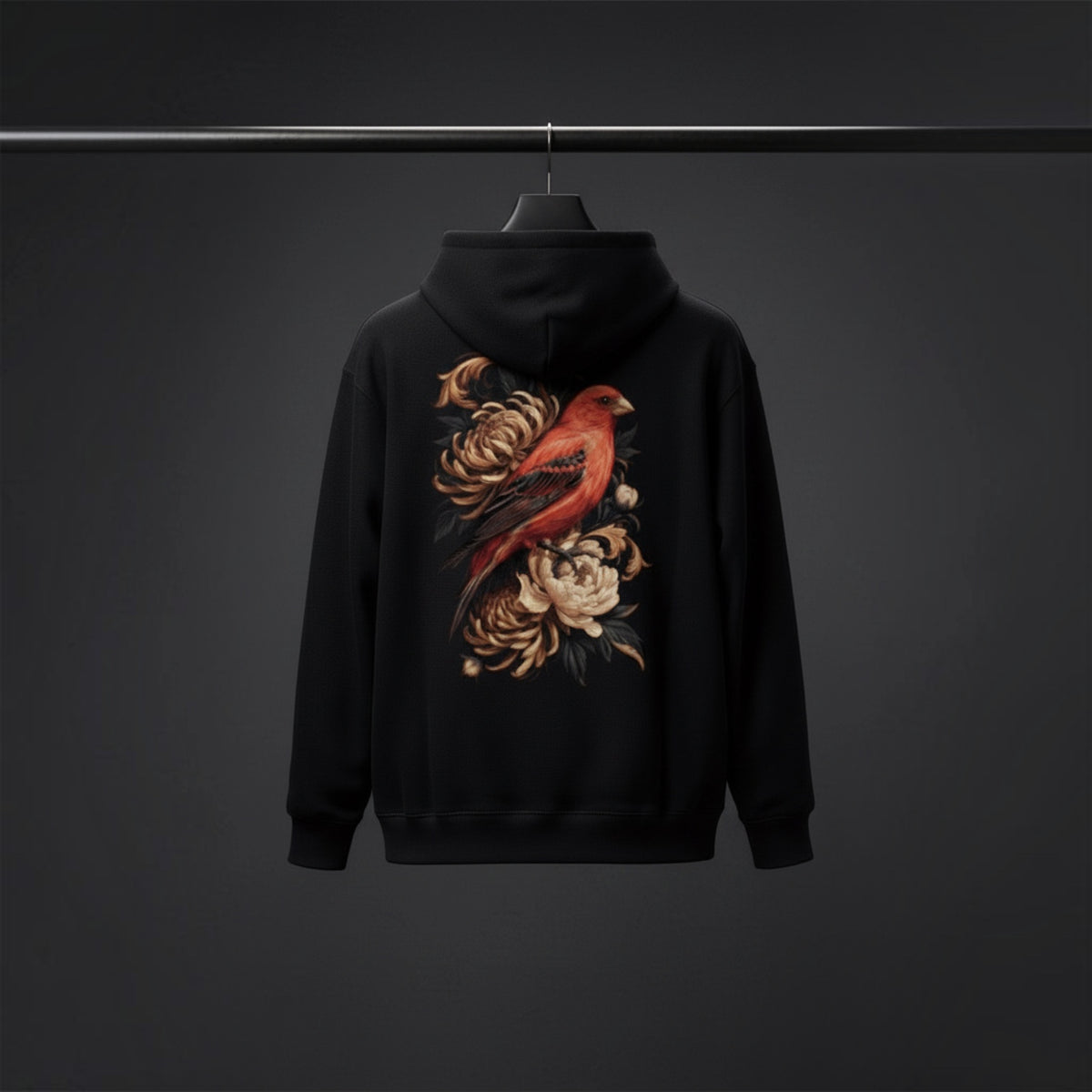 Japanese Red Canary Hoodie – Premium Back Print