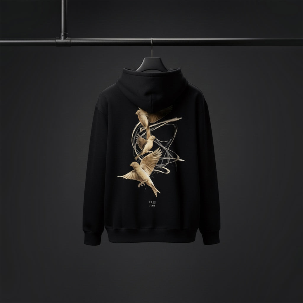 Dark Botanical Canary Hoodie – Premium Back Print