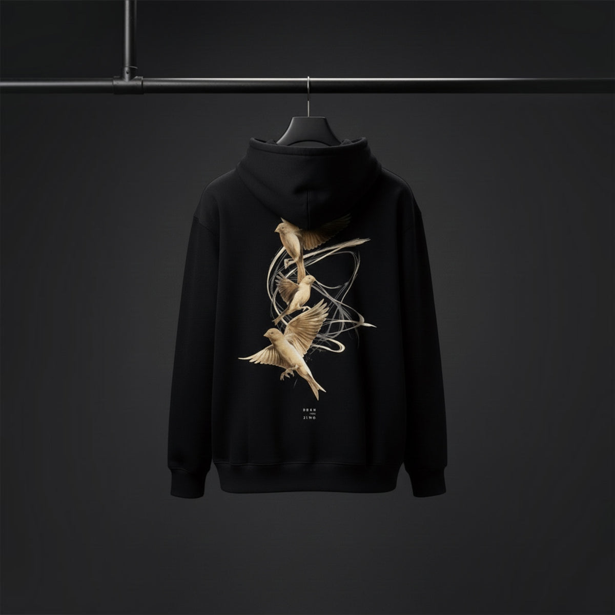 Dark Botanical Canary Hoodie – Premium Back Print