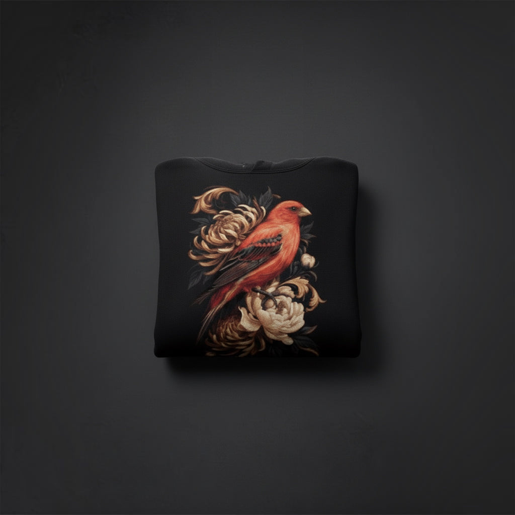 Japanese Red Canary Hoodie – Premium Back Print