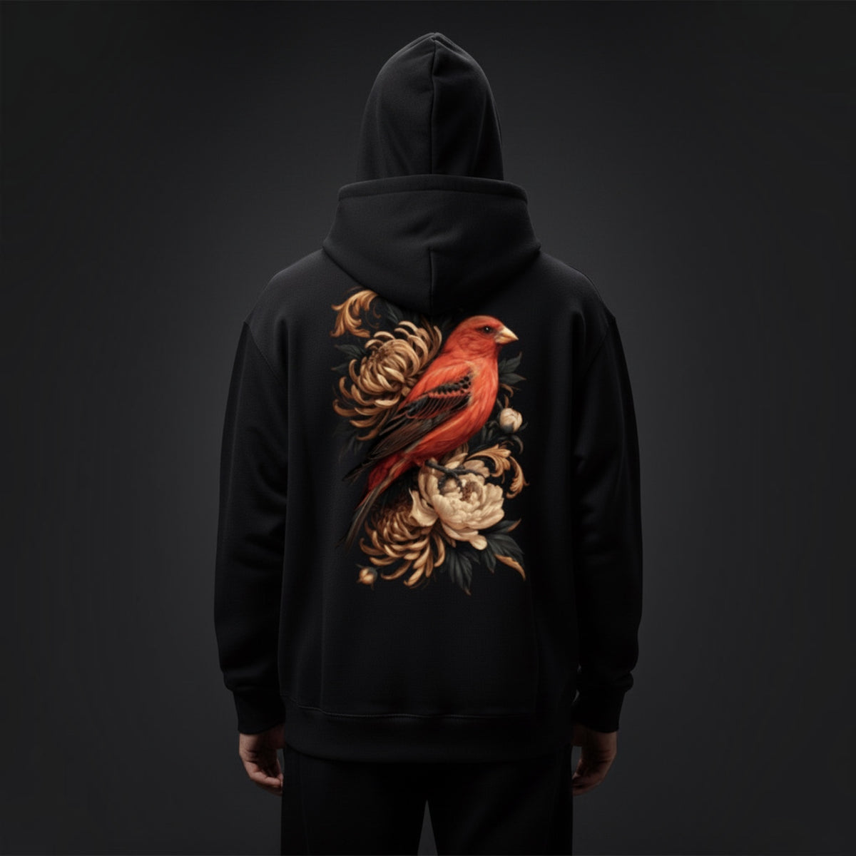 Japanese Red Canary Hoodie – Premium Back Print