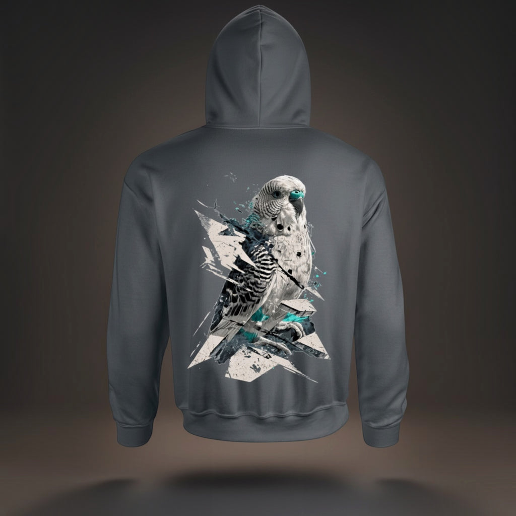 Geometric Budgie Hoodie – Graphic Back Print