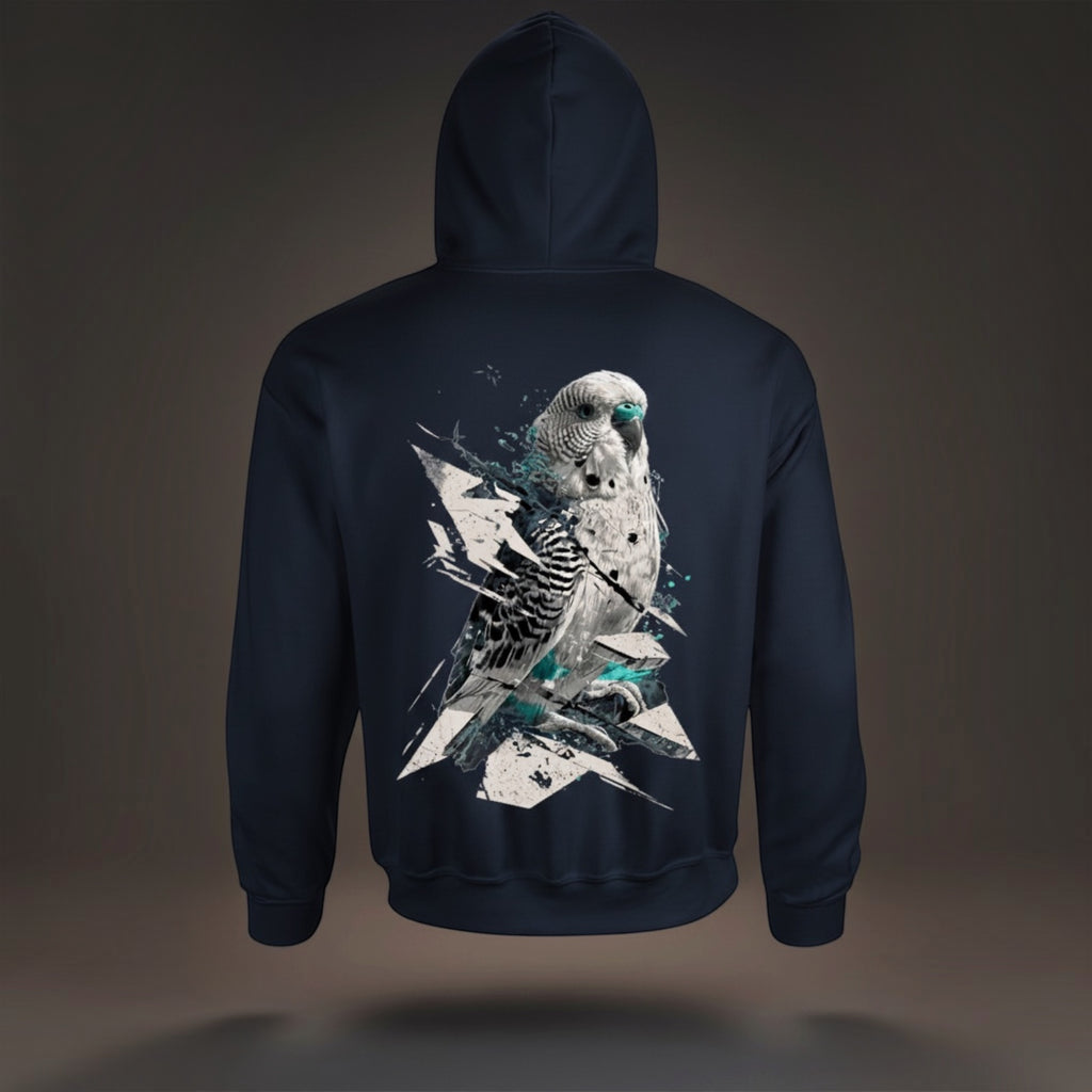 Geometric Budgie Hoodie – Graphic Back Print