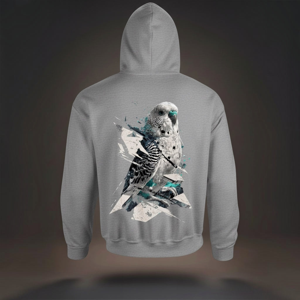 Geometric Budgie Hoodie – Graphic Back Print