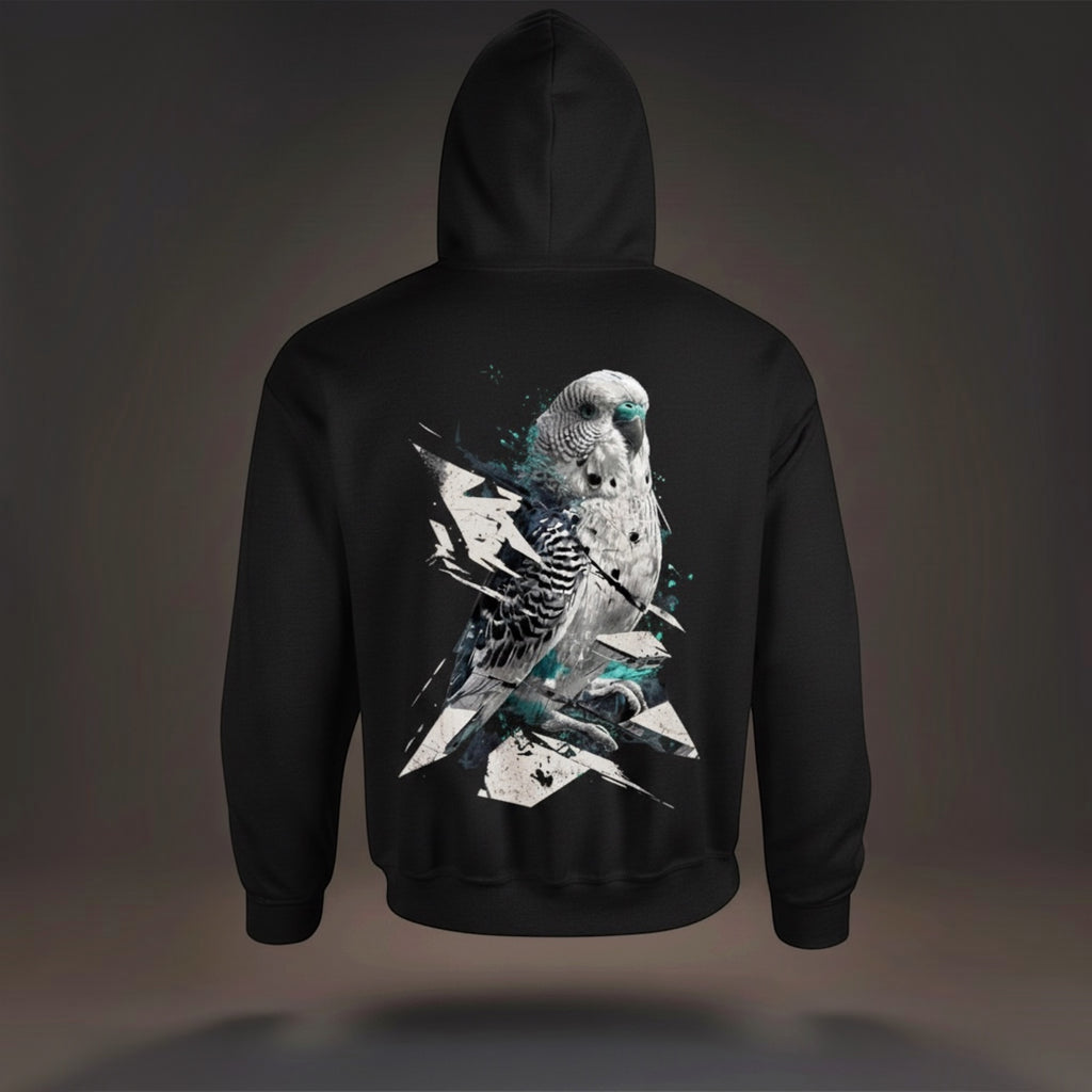 Geometric Budgie Hoodie – Graphic Back Print