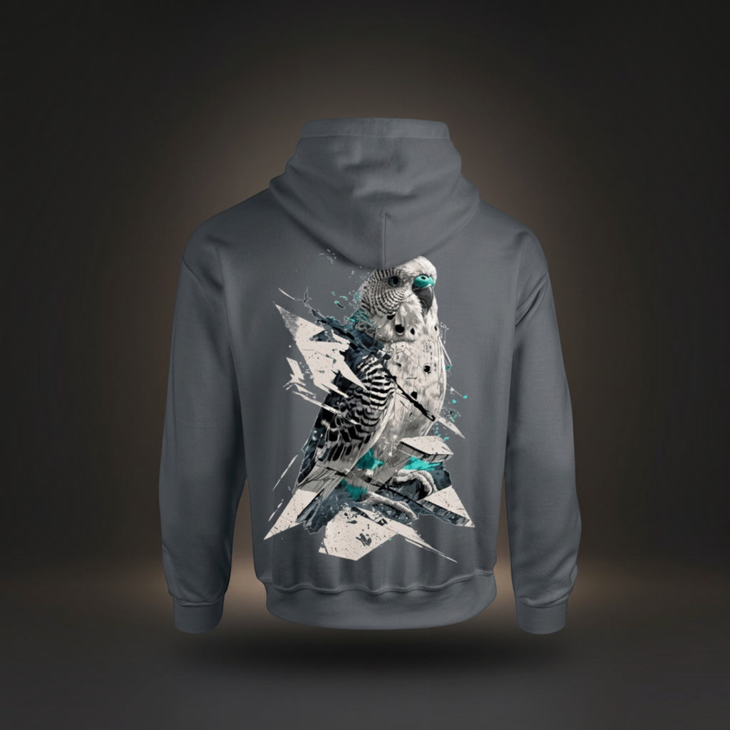 Geometric Budgie Hoodie – Graphic Back Print
