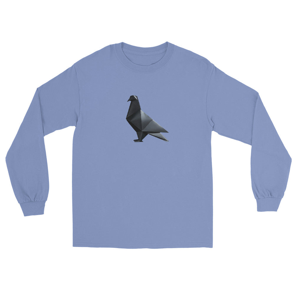 Blackout Polygon Minimal geometric pigeon Long Sleeve T-Shirt by Bird Folk