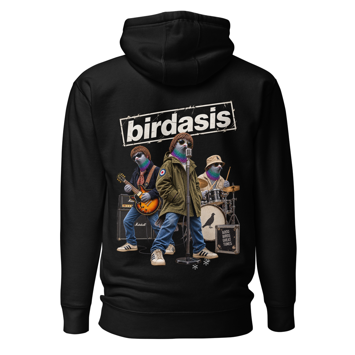 Pigeon Rock Legends Hoodie – Black back view | Bird Folk