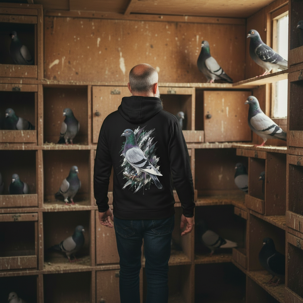 Blue Bar Painted Pigeon Hoodie