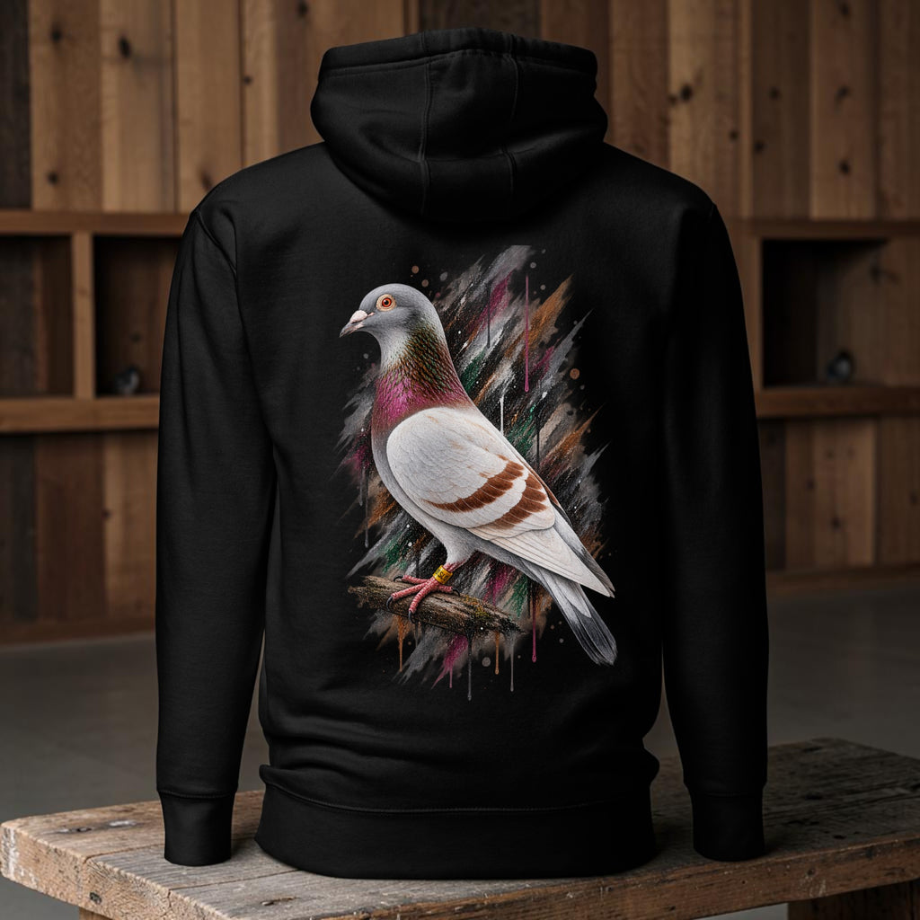 Red Bar Painted Pigeon Hoodie