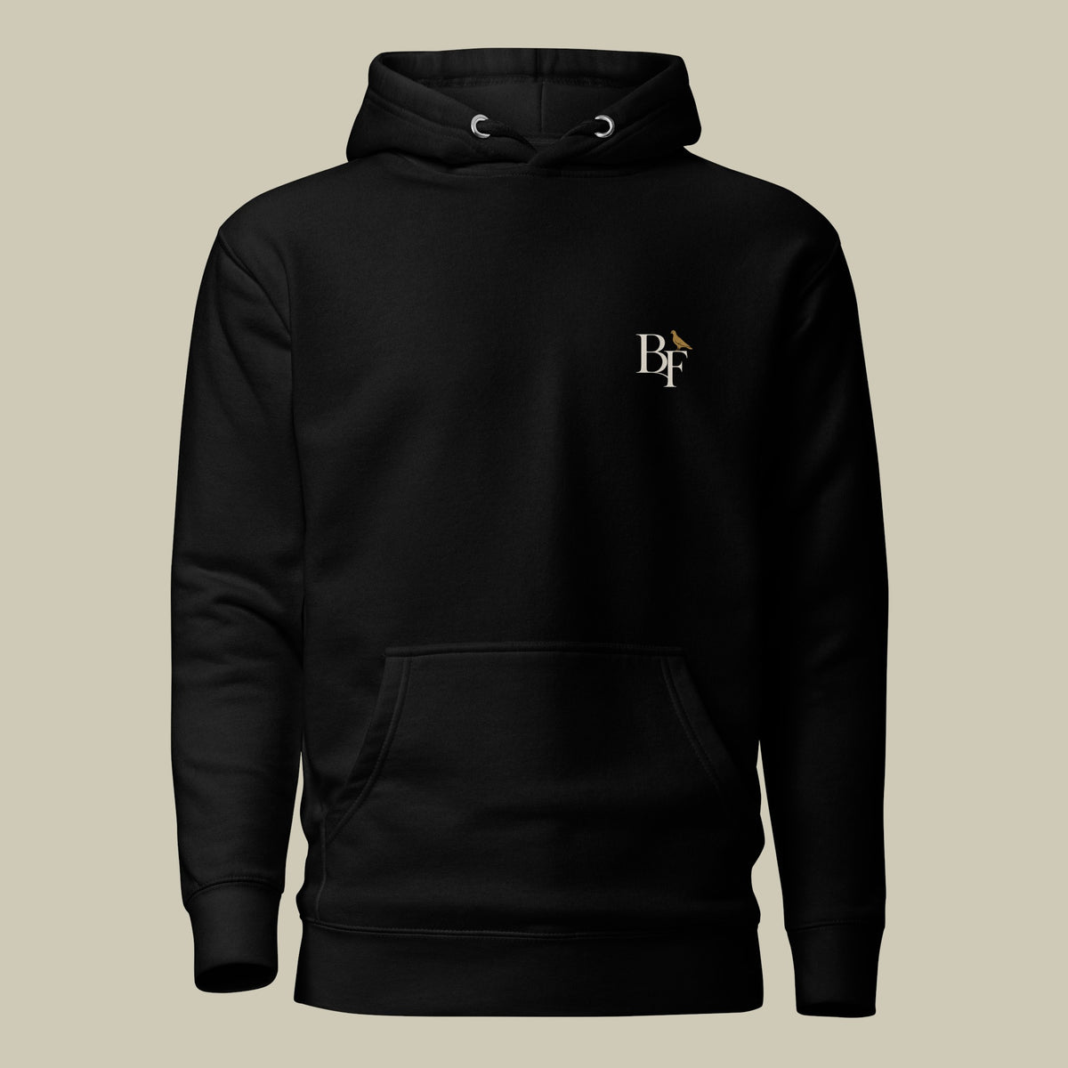 Reggae Guitar Pigeon Hoodie – Black front view | Bird Folk