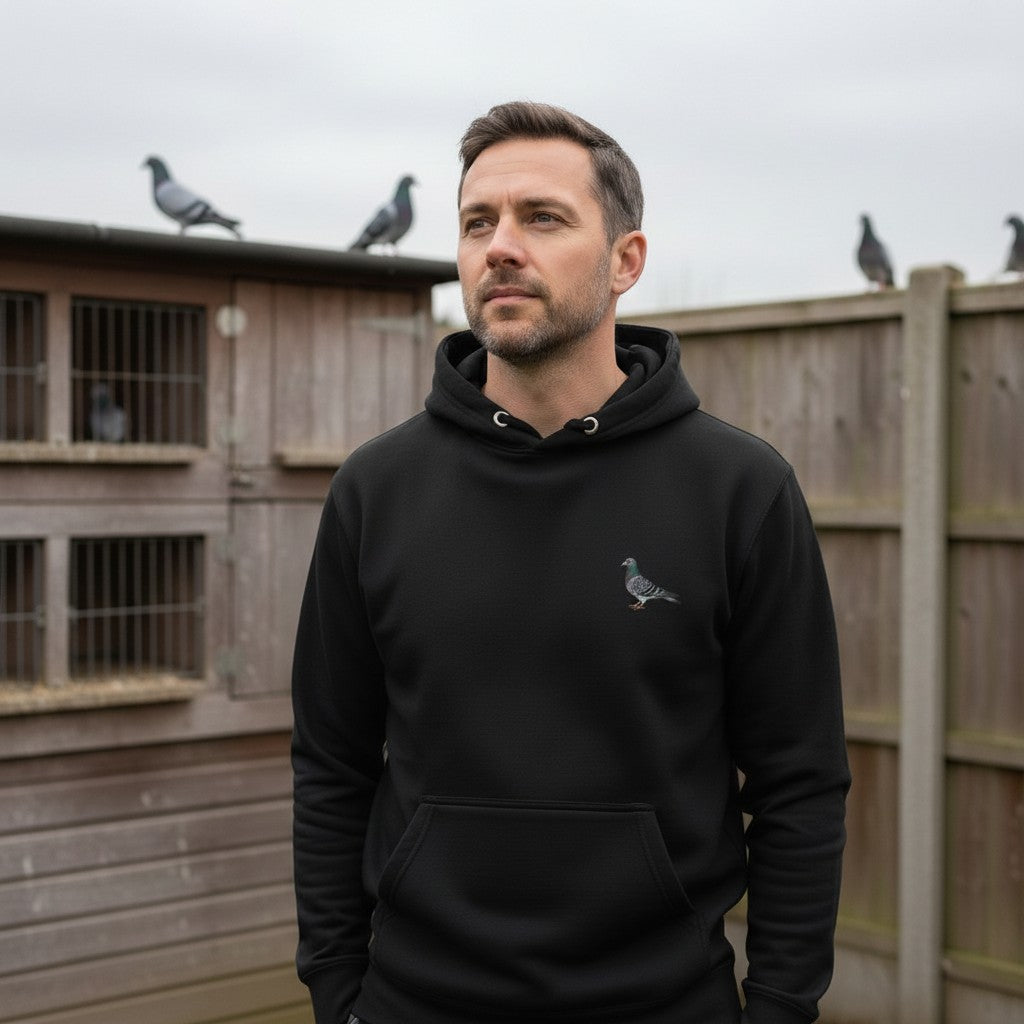 Blue Bar Classic — Racing Pigeon Embroidered Hoodie