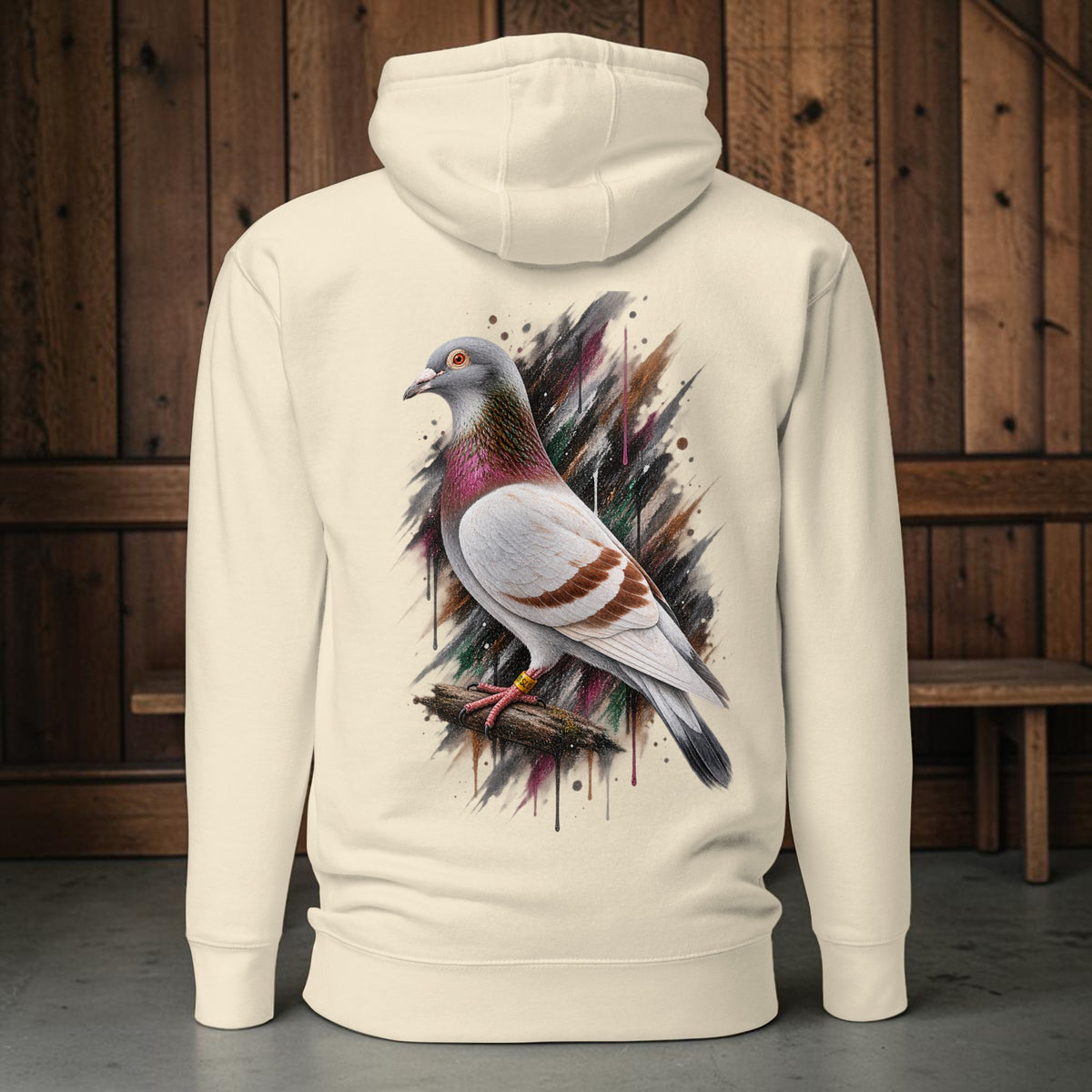 Red Bar Painted Pigeon Hoodie