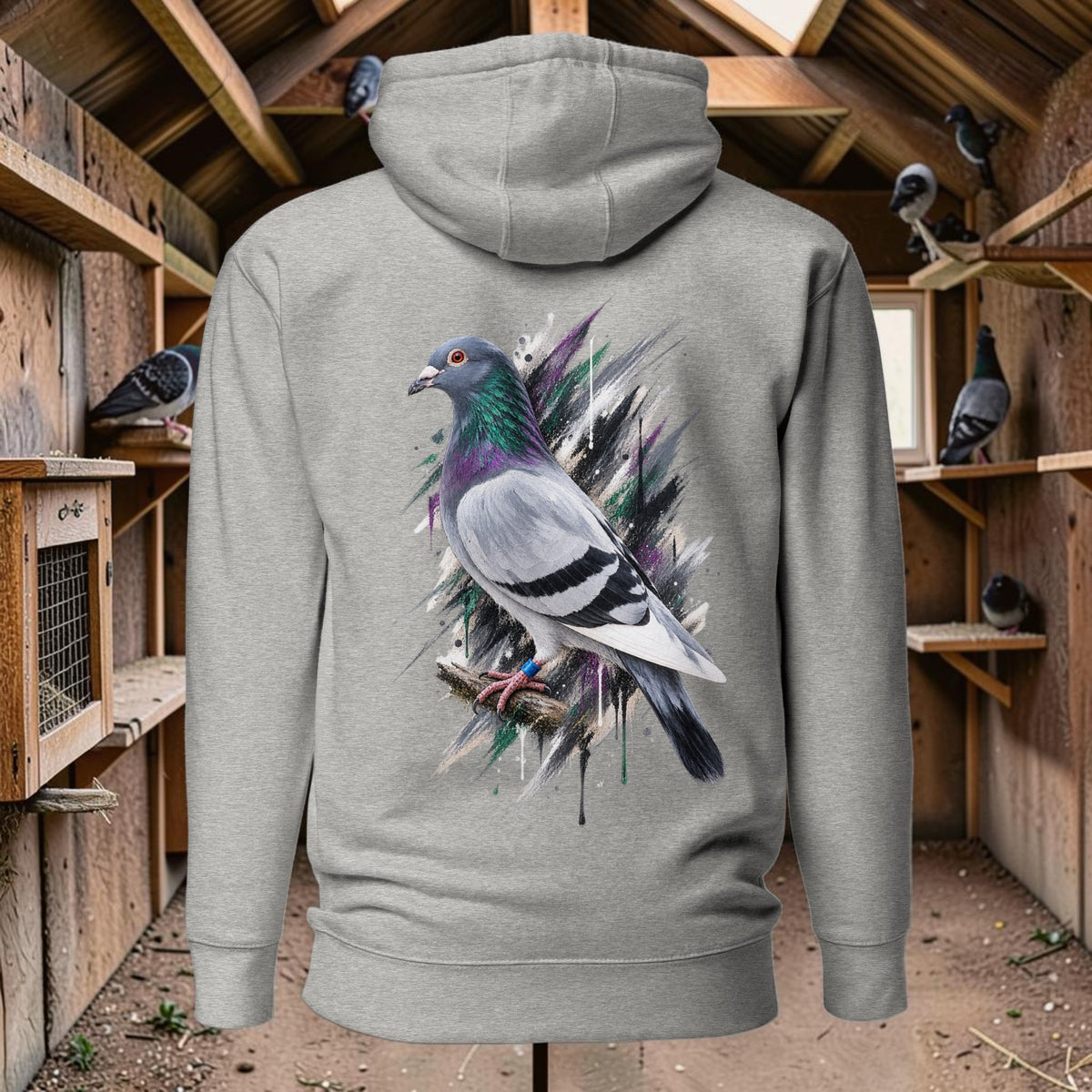 Blue Bar Painted Pigeon Hoodie