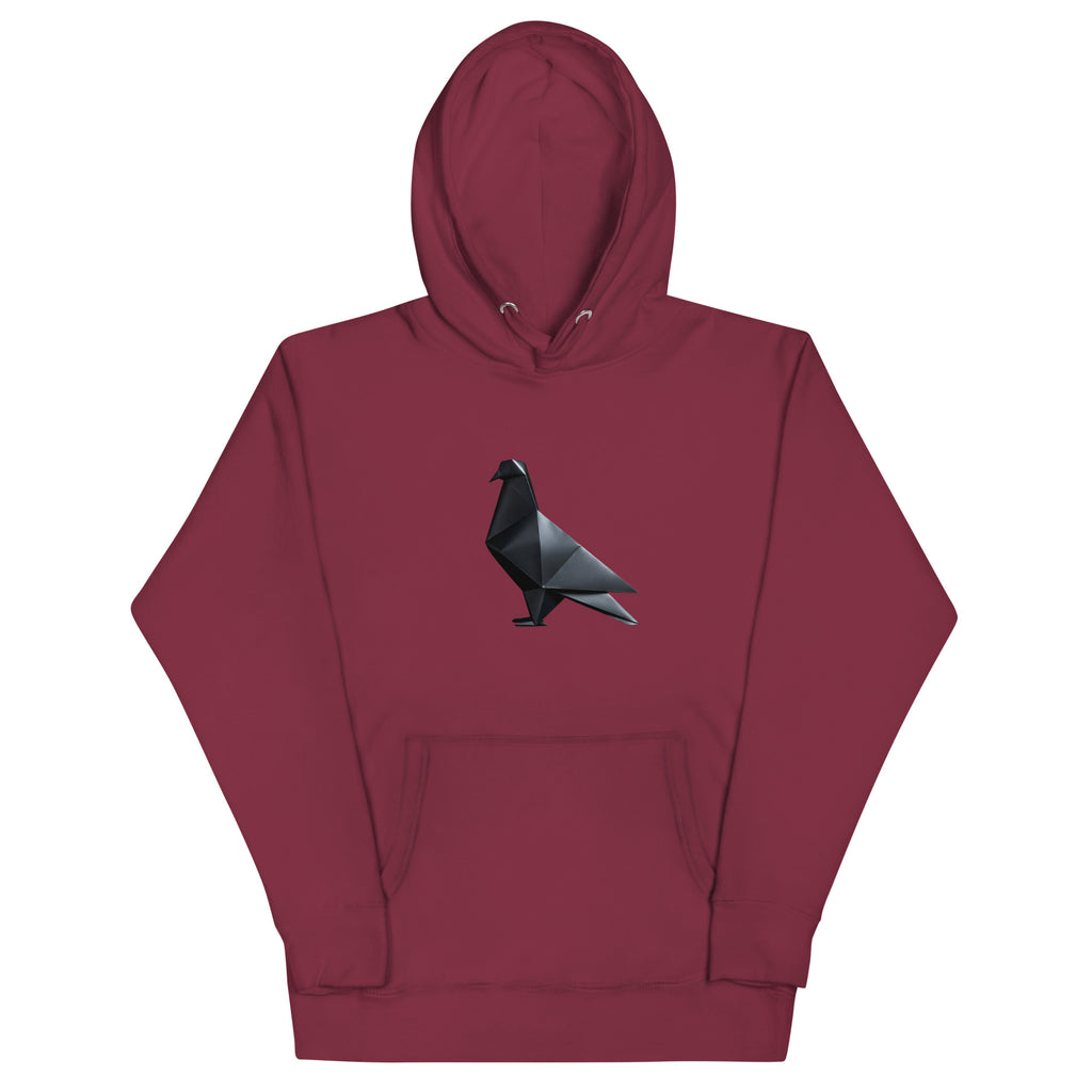Blackout Polygon Minimal geometric pigeon Hoodie by Bird Folk
