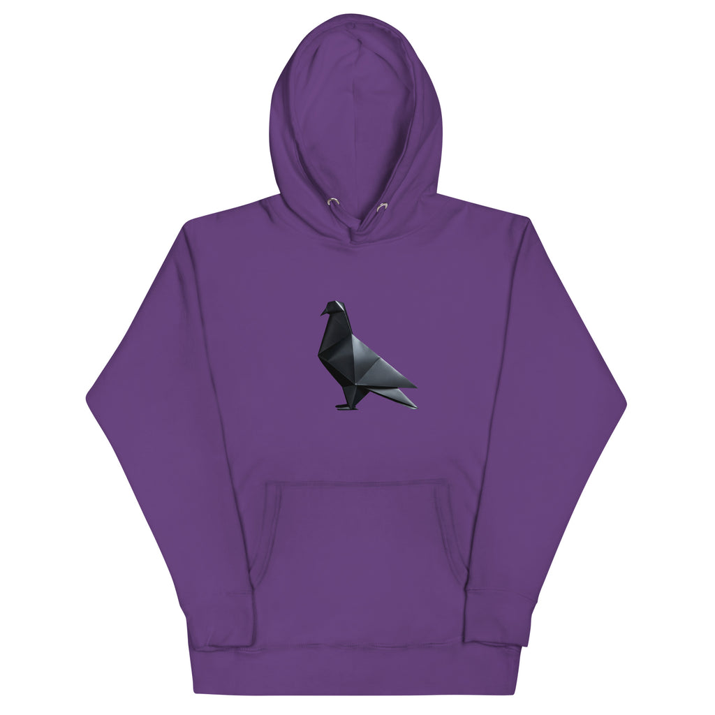 Blackout Polygon Minimal geometric pigeon Hoodie by Bird Folk