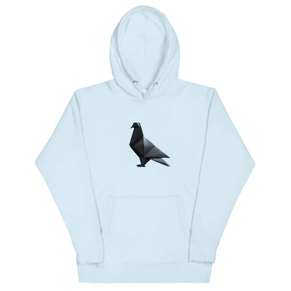 Blackout Polygon Minimal geometric pigeon Hoodie by Bird Folk