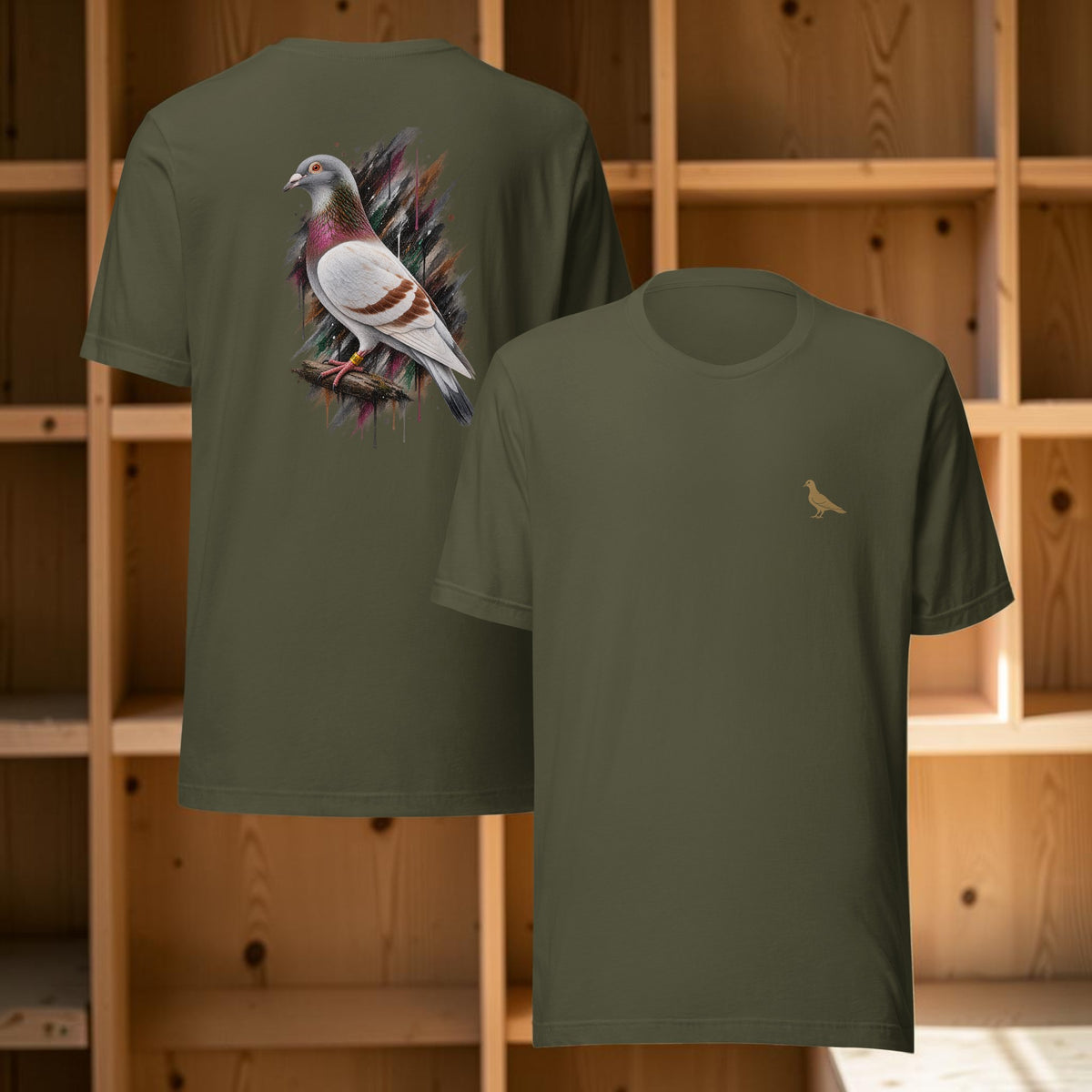 Red Bar Painted Pigeon T-Shirt