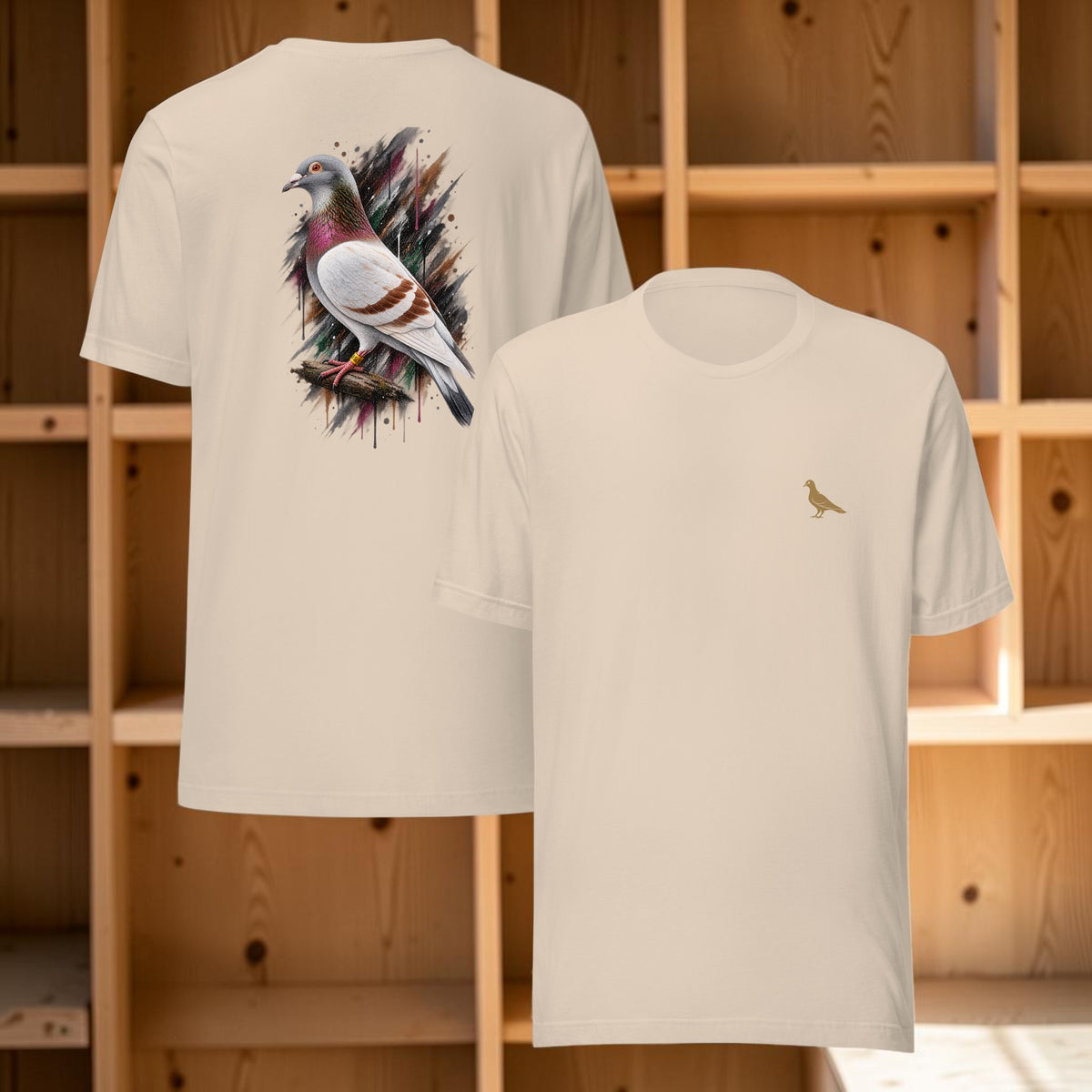 Red Bar Painted Pigeon T-Shirt